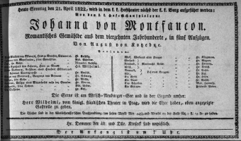 Theaterzettel (Oper und Burgtheater in Wien) 18220421 Seite: 1