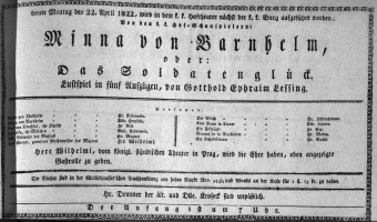 Theaterzettel (Oper und Burgtheater in Wien) 18220422 Seite: 1