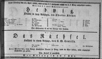 Theaterzettel (Oper und Burgtheater in Wien) 18220423 Seite: 1