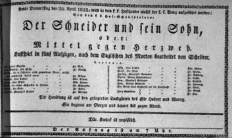 Theaterzettel (Oper und Burgtheater in Wien) 18220425 Seite: 1