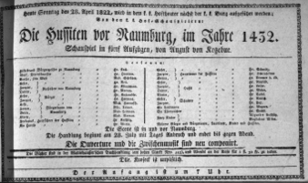 Theaterzettel (Oper und Burgtheater in Wien) 18220428 Seite: 1