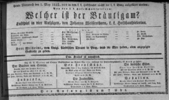 Theaterzettel (Oper und Burgtheater in Wien) 18220501 Seite: 1
