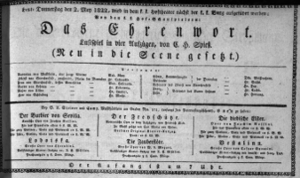 Theaterzettel (Oper und Burgtheater in Wien) 18220502 Seite: 1