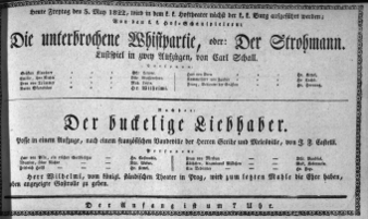 Theaterzettel (Oper und Burgtheater in Wien) 18220503 Seite: 1