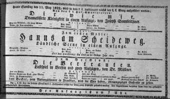 Theaterzettel (Oper und Burgtheater in Wien) 18220511 Seite: 1
