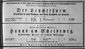 Theaterzettel (Oper und Burgtheater in Wien) 18220512 Seite: 1