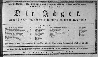 Theaterzettel (Oper und Burgtheater in Wien) 18220513 Seite: 1