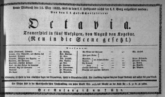 Theaterzettel (Oper und Burgtheater in Wien) 18220515 Seite: 1