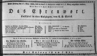 Theaterzettel (Oper und Burgtheater in Wien) 18220517 Seite: 1