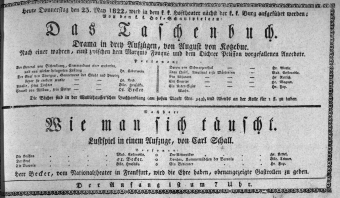 Theaterzettel (Oper und Burgtheater in Wien) 18220523 Seite: 1