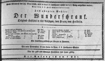 Theaterzettel (Oper und Burgtheater in Wien) 18220529 Seite: 1