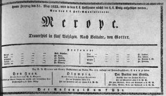 Theaterzettel (Oper und Burgtheater in Wien) 18220531 Seite: 1