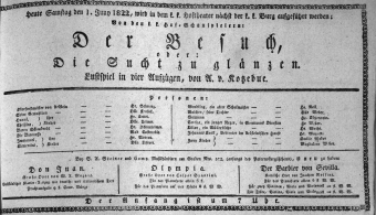 Theaterzettel (Oper und Burgtheater in Wien) 18220601 Seite: 1