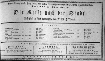 Theaterzettel (Oper und Burgtheater in Wien) 18220603 Seite: 1