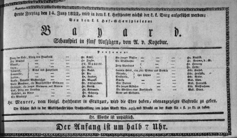 Theaterzettel (Oper und Burgtheater in Wien) 18220614 Seite: 1