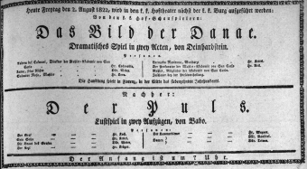Theaterzettel (Oper und Burgtheater in Wien) 18220802 Seite: 1