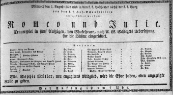 Theaterzettel (Oper und Burgtheater in Wien) 18220807 Seite: 1