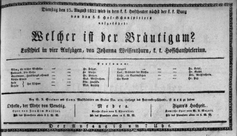 Theaterzettel (Oper und Burgtheater in Wien) 18220813 Seite: 1