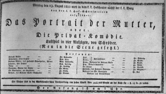Theaterzettel (Oper und Burgtheater in Wien) 18220819 Seite: 1