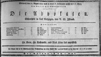 Theaterzettel (Oper und Burgtheater in Wien) 18220821 Seite: 1