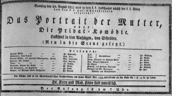 Theaterzettel (Oper und Burgtheater in Wien) 18220824 Seite: 1
