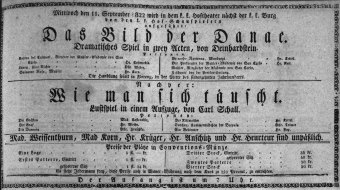 Theaterzettel (Oper und Burgtheater in Wien) 18220911 Seite: 1