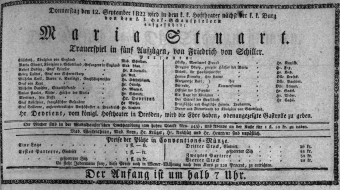 Theaterzettel (Oper und Burgtheater in Wien) 18220912 Seite: 1