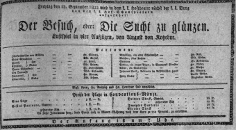 Theaterzettel (Oper und Burgtheater in Wien) 18220913 Seite: 1
