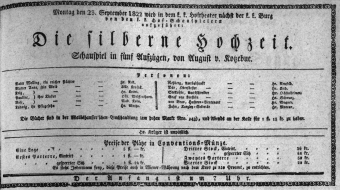 Theaterzettel (Oper und Burgtheater in Wien) 18220923 Seite: 1