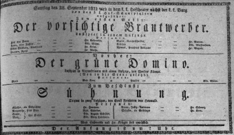 Theaterzettel (Oper und Burgtheater in Wien) 18220928 Seite: 1