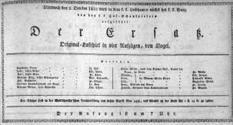 Theaterzettel (Oper und Burgtheater in Wien) 18221002 Seite: 1