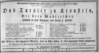 Theaterzettel (Oper und Burgtheater in Wien) 18221006 Seite: 1