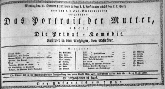 Theaterzettel (Oper und Burgtheater in Wien) 18221014 Seite: 1