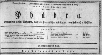 Theaterzettel (Oper und Burgtheater in Wien) 18221017 Seite: 1