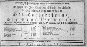 Theaterzettel (Oper und Burgtheater in Wien) 18221018 Seite: 1
