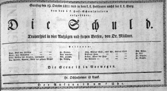 Theaterzettel (Oper und Burgtheater in Wien) 18221019 Seite: 1