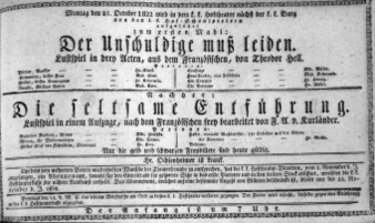 Theaterzettel (Oper und Burgtheater in Wien) 18221021 Seite: 1