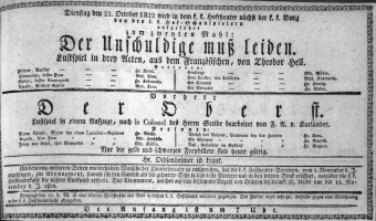 Theaterzettel (Oper und Burgtheater in Wien) 18221022 Seite: 1
