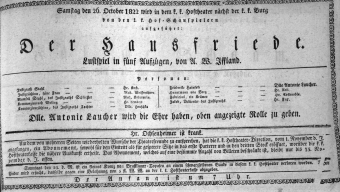 Theaterzettel (Oper und Burgtheater in Wien) 18221026 Seite: 1