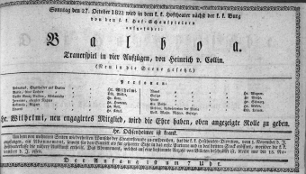 Theaterzettel (Oper und Burgtheater in Wien) 18221027 Seite: 1