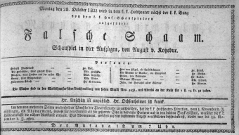 Theaterzettel (Oper und Burgtheater in Wien) 18221028 Seite: 1