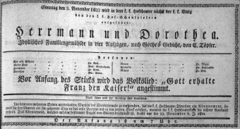 Theaterzettel (Oper und Burgtheater in Wien) 18221103 Seite: 1