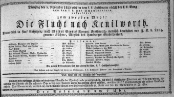 Theaterzettel (Oper und Burgtheater in Wien) 18221105 Seite: 1