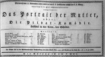Theaterzettel (Oper und Burgtheater in Wien) 18221113 Seite: 1