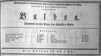 Theaterzettel (Oper und Burgtheater in Wien) 18221114 Seite: 1