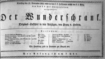 Theaterzettel (Oper und Burgtheater in Wien) 18221126 Seite: 1