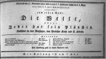 Theaterzettel (Oper und Burgtheater in Wien) 18221127 Seite: 1