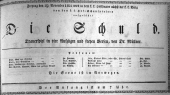 Theaterzettel (Oper und Burgtheater in Wien) 18221129 Seite: 1