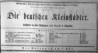Theaterzettel (Oper und Burgtheater in Wien) 18221202 Seite: 1