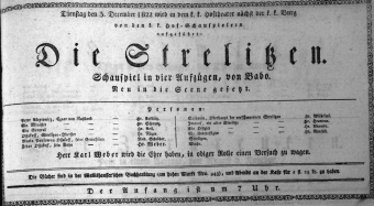 Theaterzettel (Oper und Burgtheater in Wien) 18221203 Seite: 1